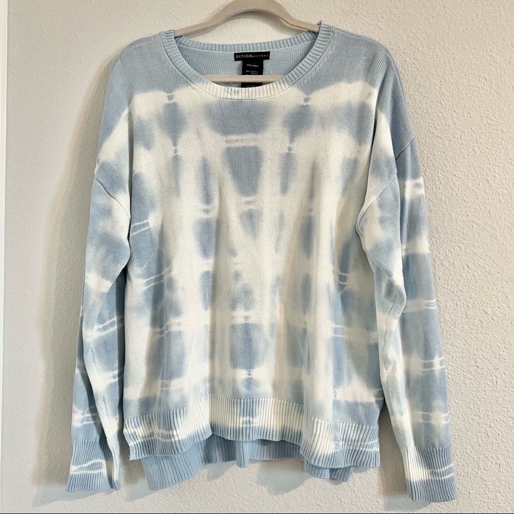 Design History Tie Dye cotton blend high low pull over knit sweater Size 2X